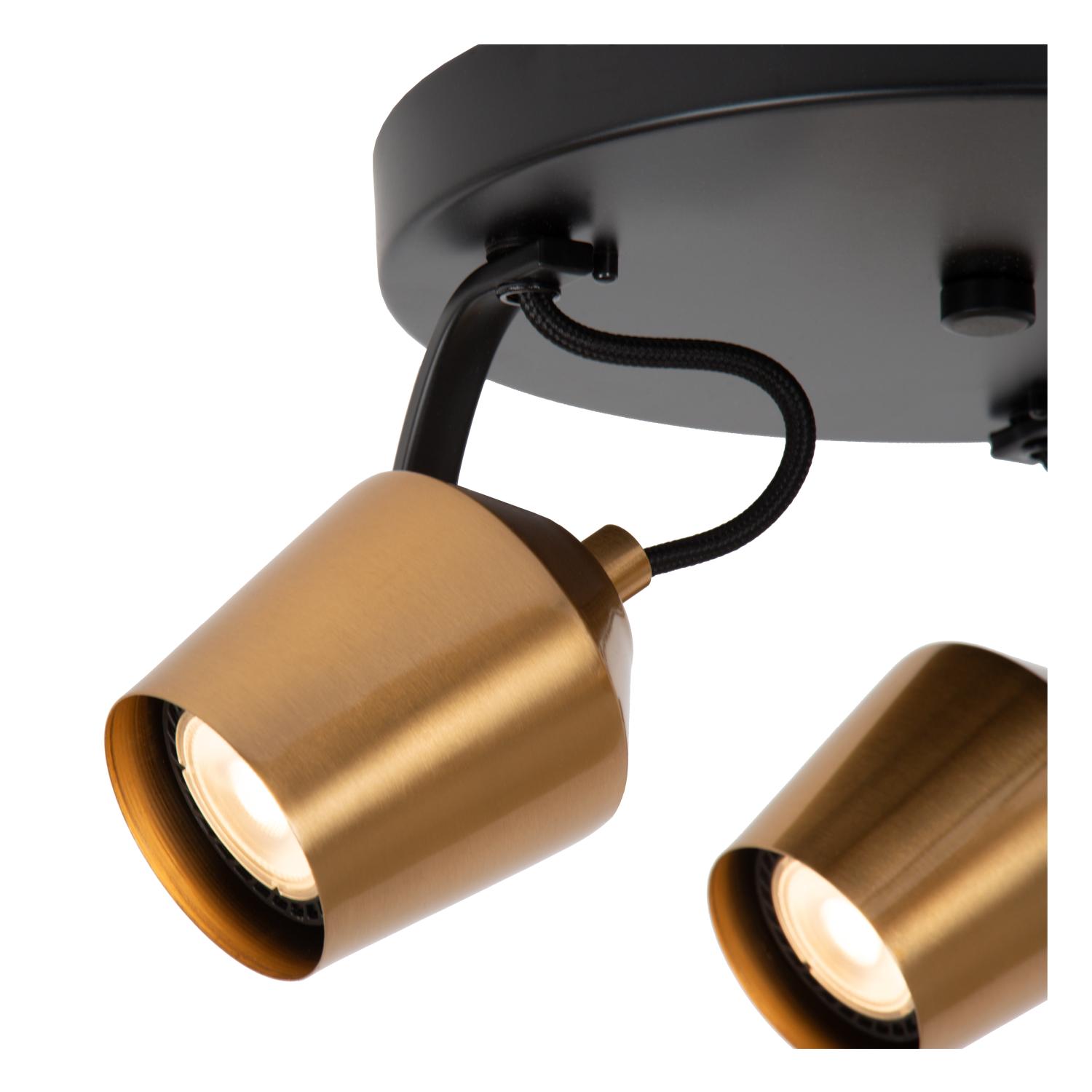 Lucide EMILE - Plafondspot - Ø 23 cm - 3xGU10 - Mat Goud / Messing - Afbeelding 3