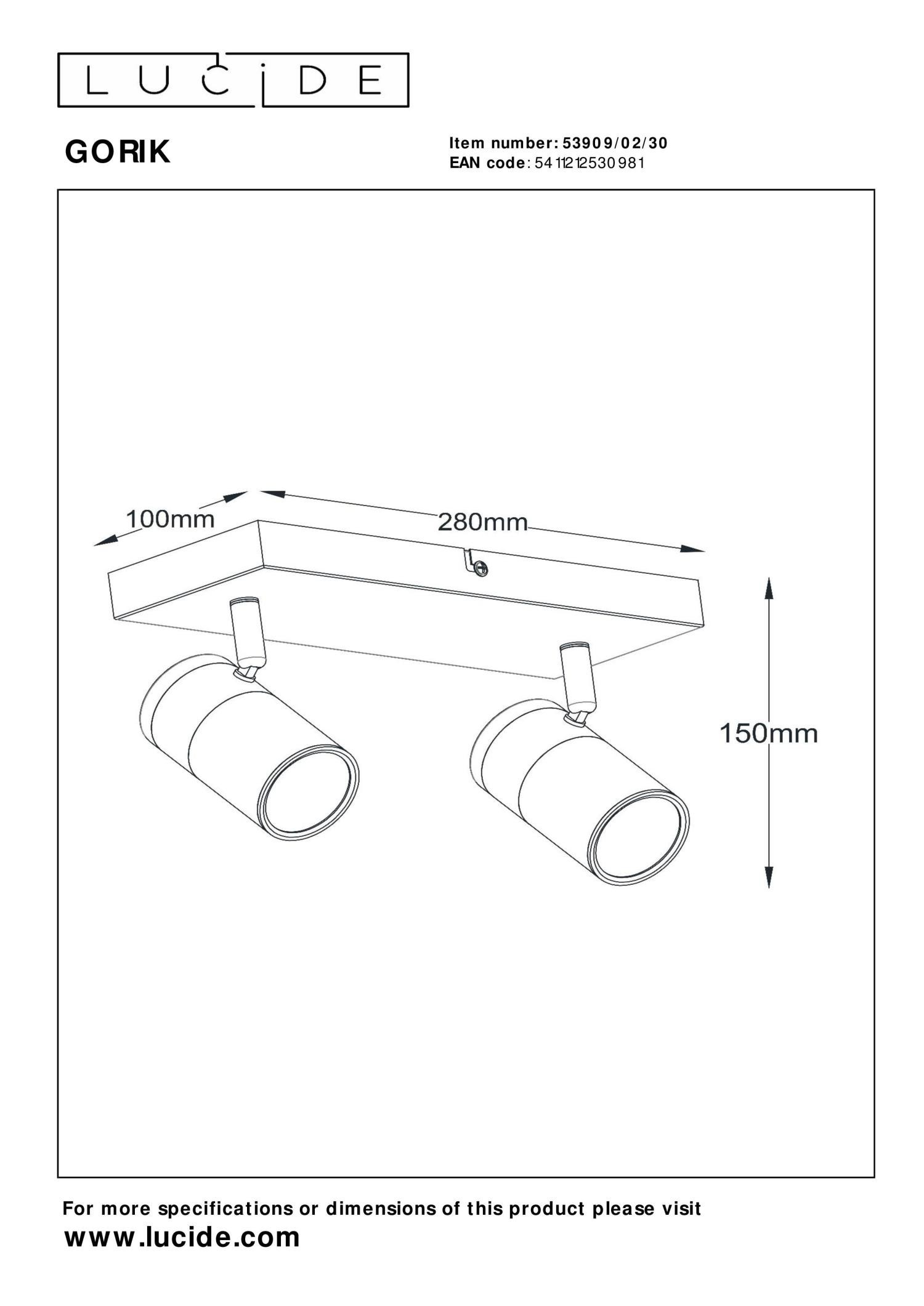 Lucide GORIK - Plafondspot - 2xGU10 - Zwart - Afbeelding 6