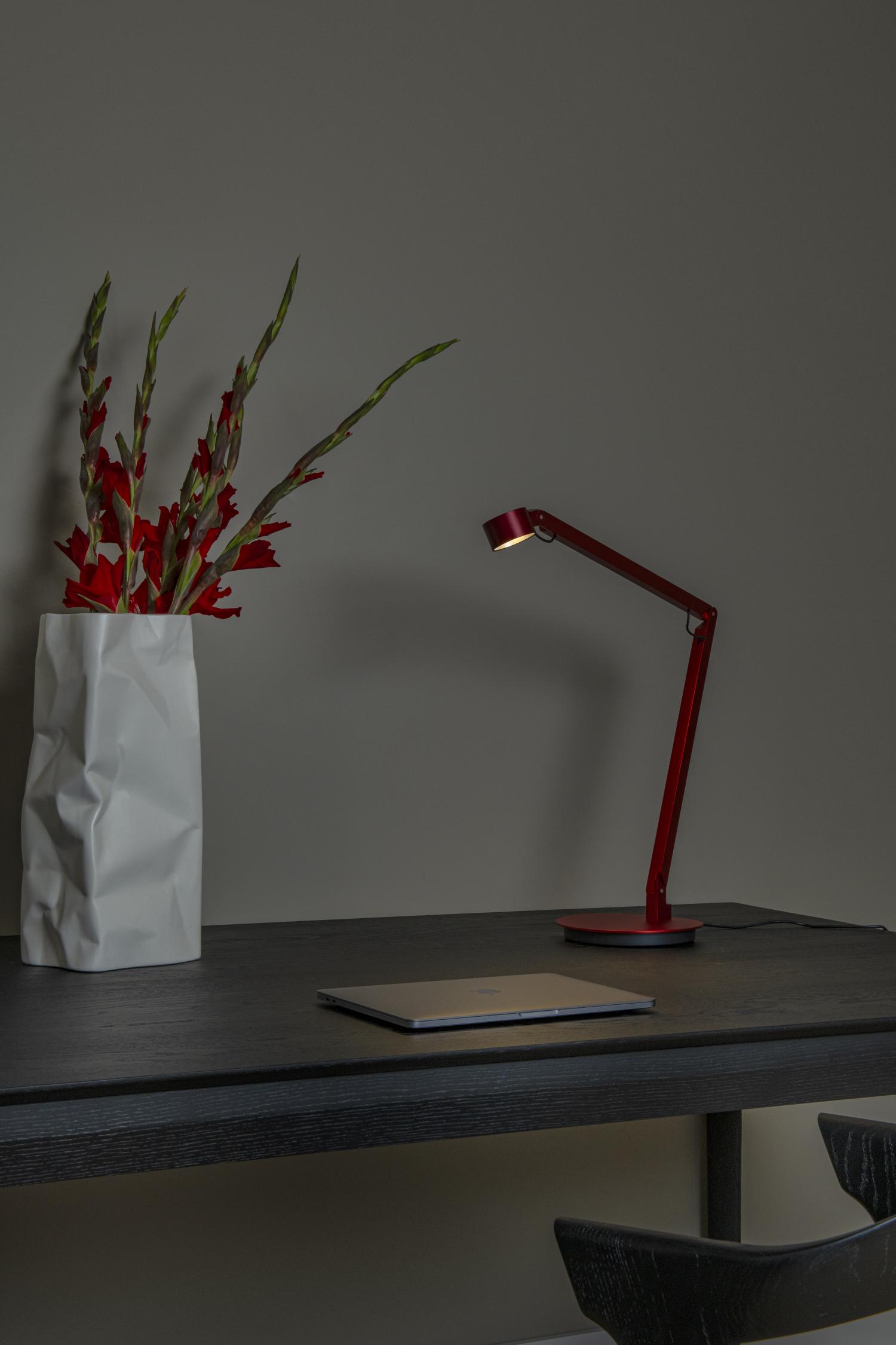 Lucide OGDEN - Tafellamp - LED Dimb. - 1x7W 3000K - Rood - Afbeelding 3
