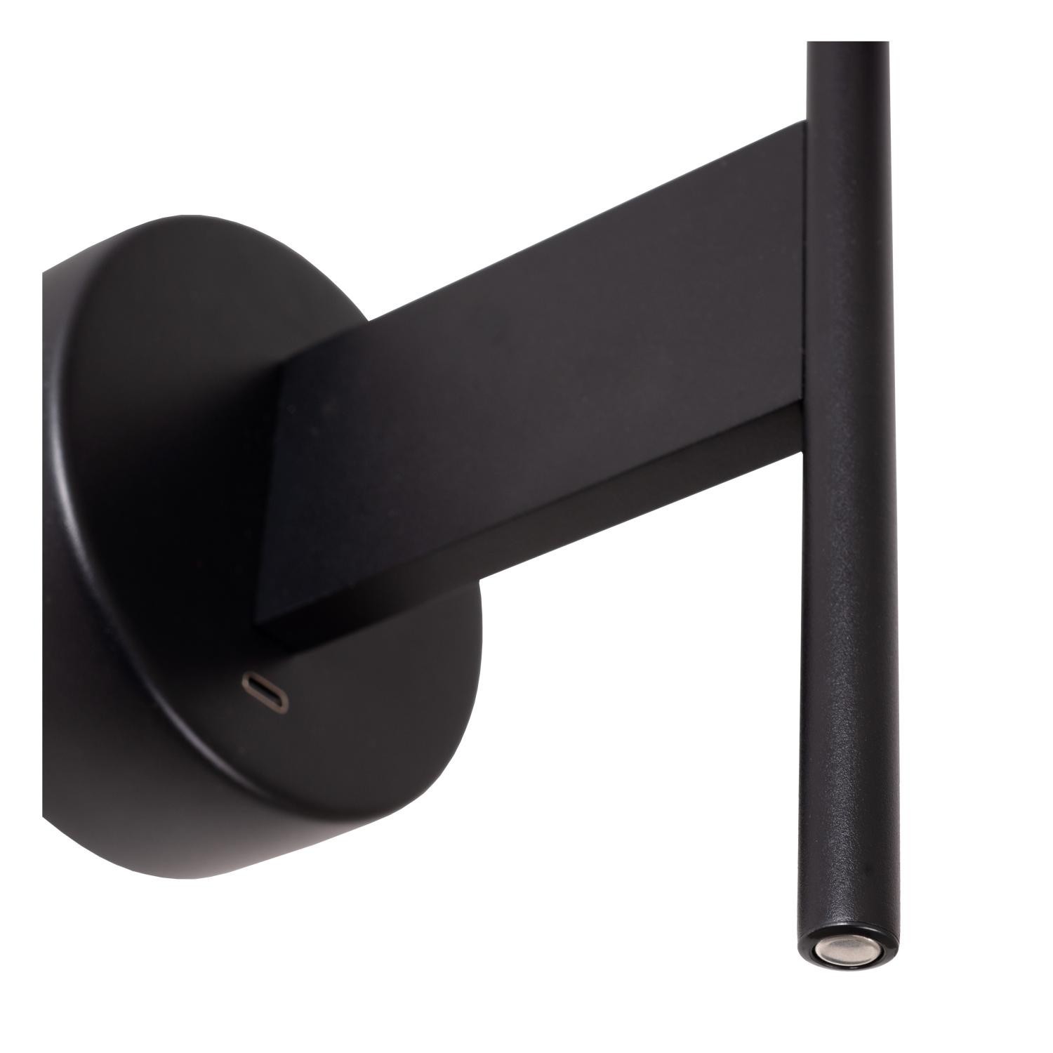 Lucide MAGIC - Wandlamp - 1xE27 - Met USB oplaadpunt - Zwart - Afbeelding 4