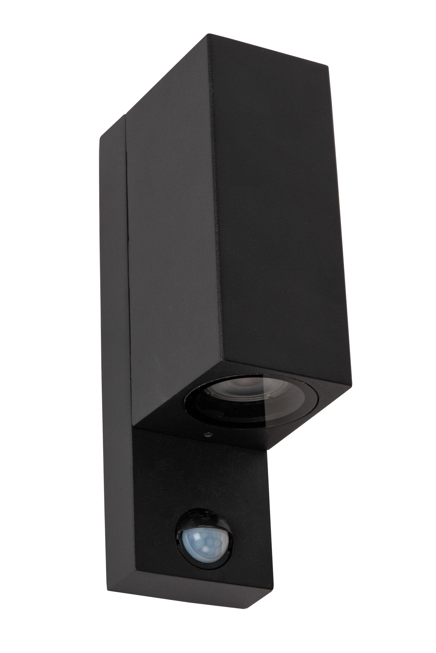 Lucide ZARO IR - Wandspot / Wandlamp Binnen/Buiten - 2xGU10 - IP65 - Beweging & dag/nacht sensor - Zwart - Afbeelding 2