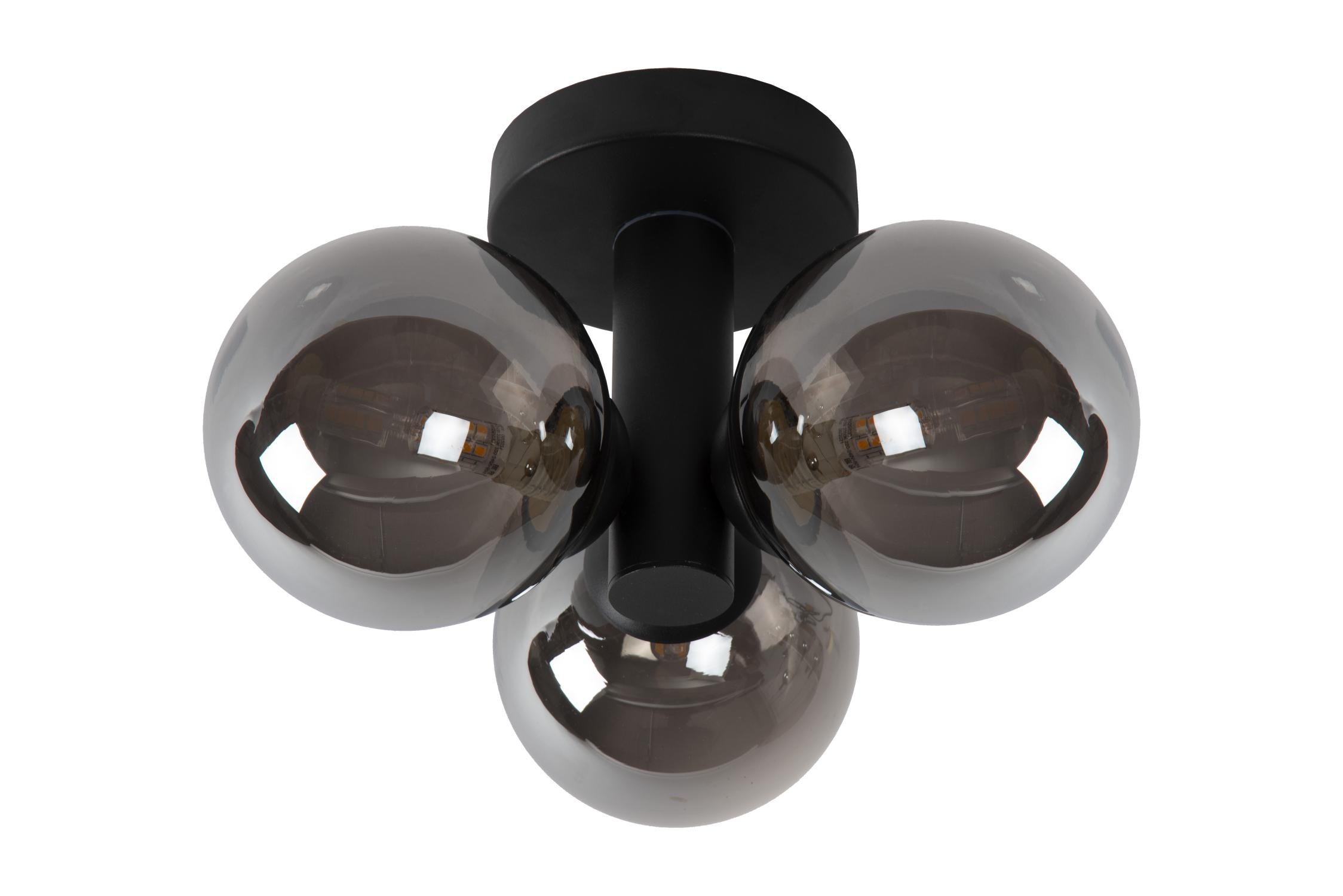 Lucide TRUDY - Plafonnière Badkamer - Ø 28 cm - 3xG9 - IP44 - Zwart - Afbeelding 2