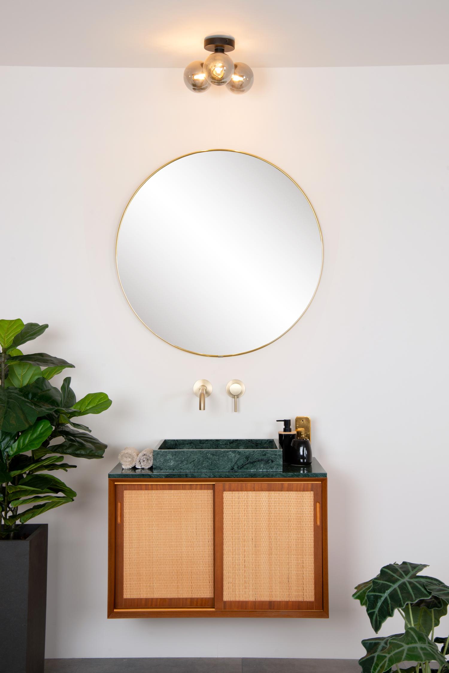 Lucide TRUDY - Plafonnière Badkamer - Ø 28 cm - 3xG9 - IP44 - Zwart - Afbeelding 4