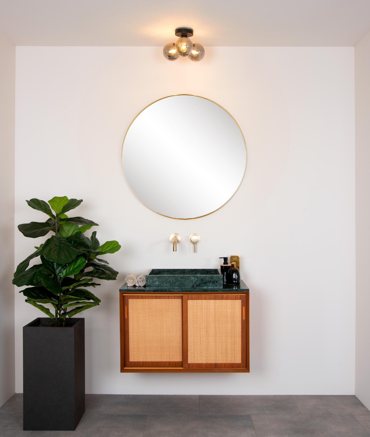 Lucide TRUDY - Plafonnière Badkamer - Ø 28 cm - 3xG9 - IP44 - Zwart - Afbeelding 5