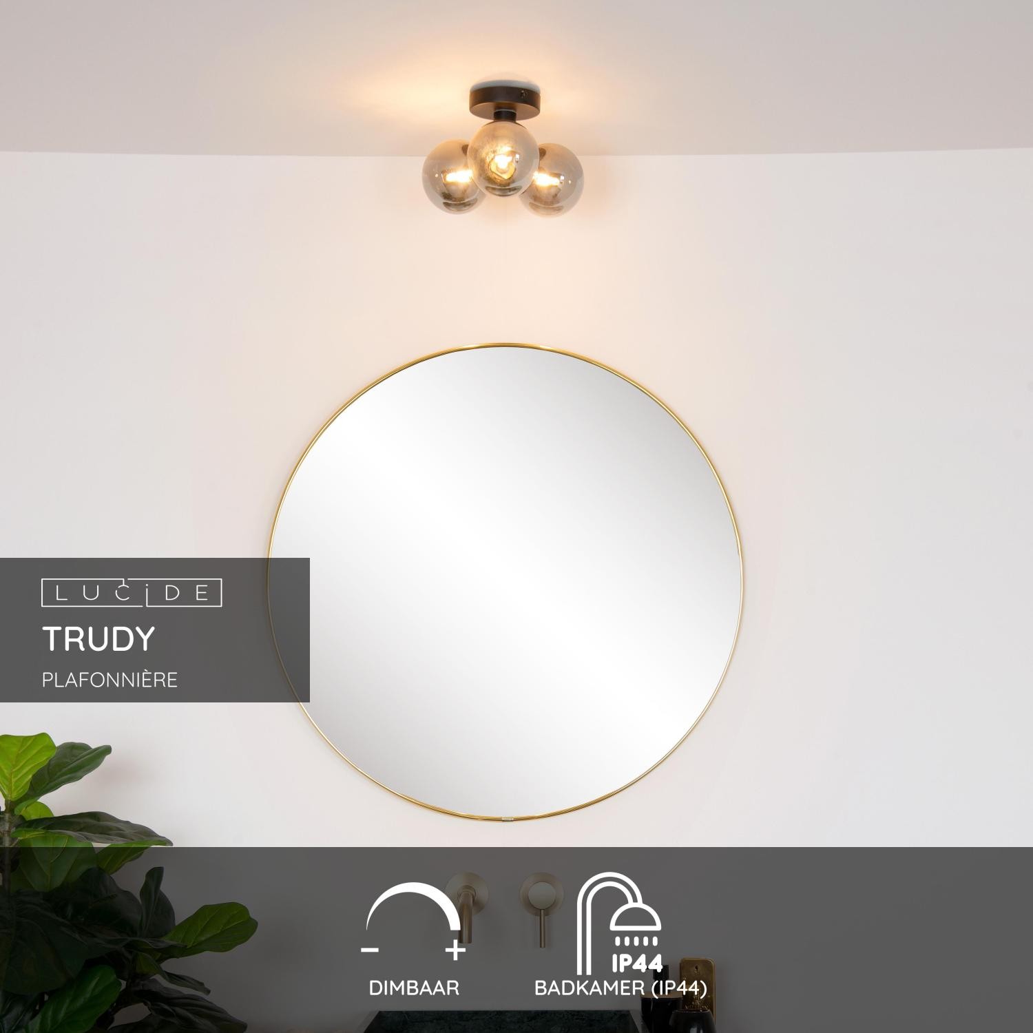 Lucide TRUDY - Plafonnière Badkamer - Ø 28 cm - 3xG9 - IP44 - Zwart - Afbeelding 3