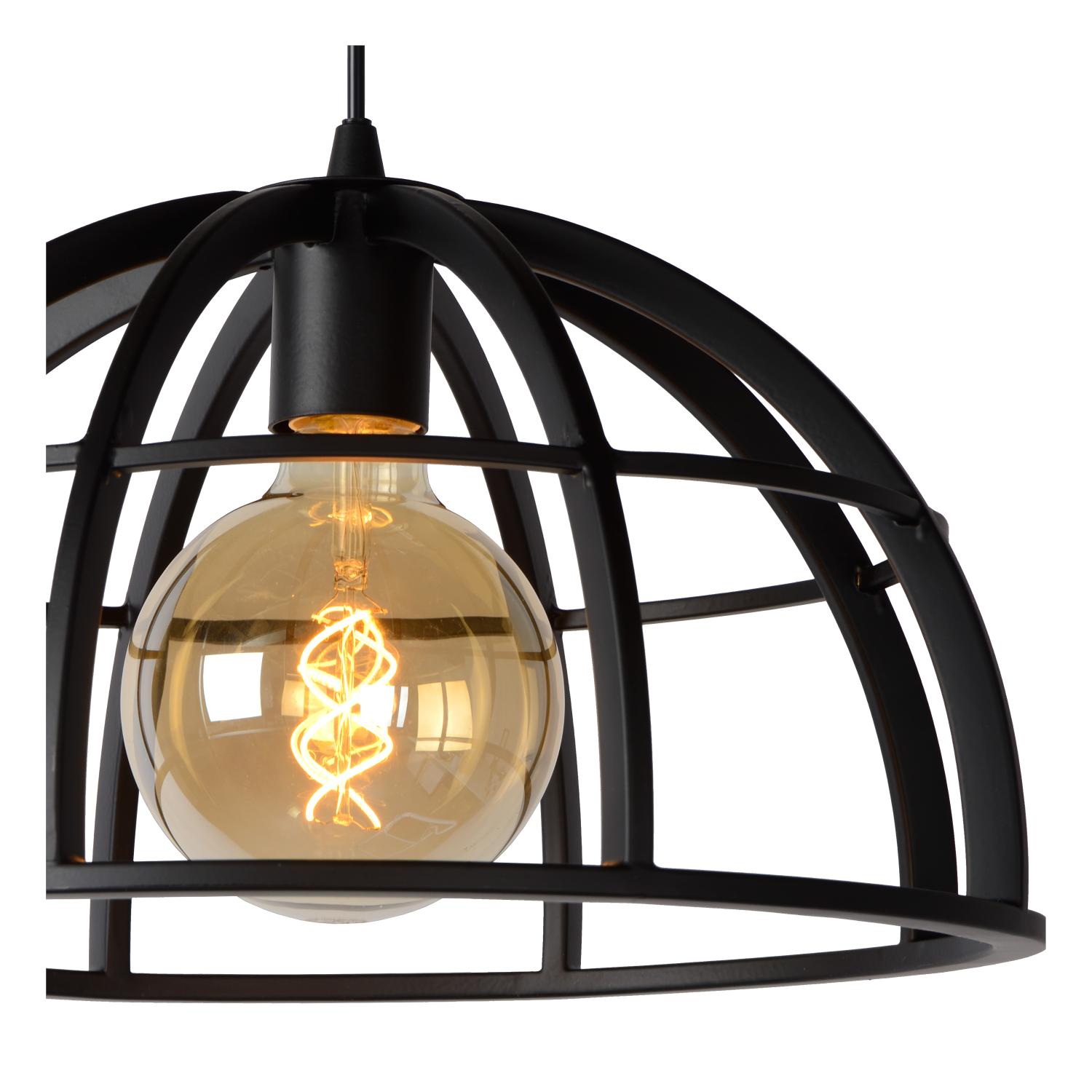 Lucide DIKRA - Hanglamp - Ø 40 cm - 3xE27 - Zwart - Afbeelding 6