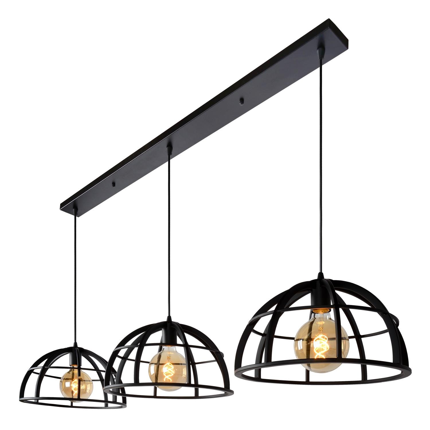 Lucide DIKRA - Hanglamp - Ø 40 cm - 3xE27 - Zwart - Afbeelding 7