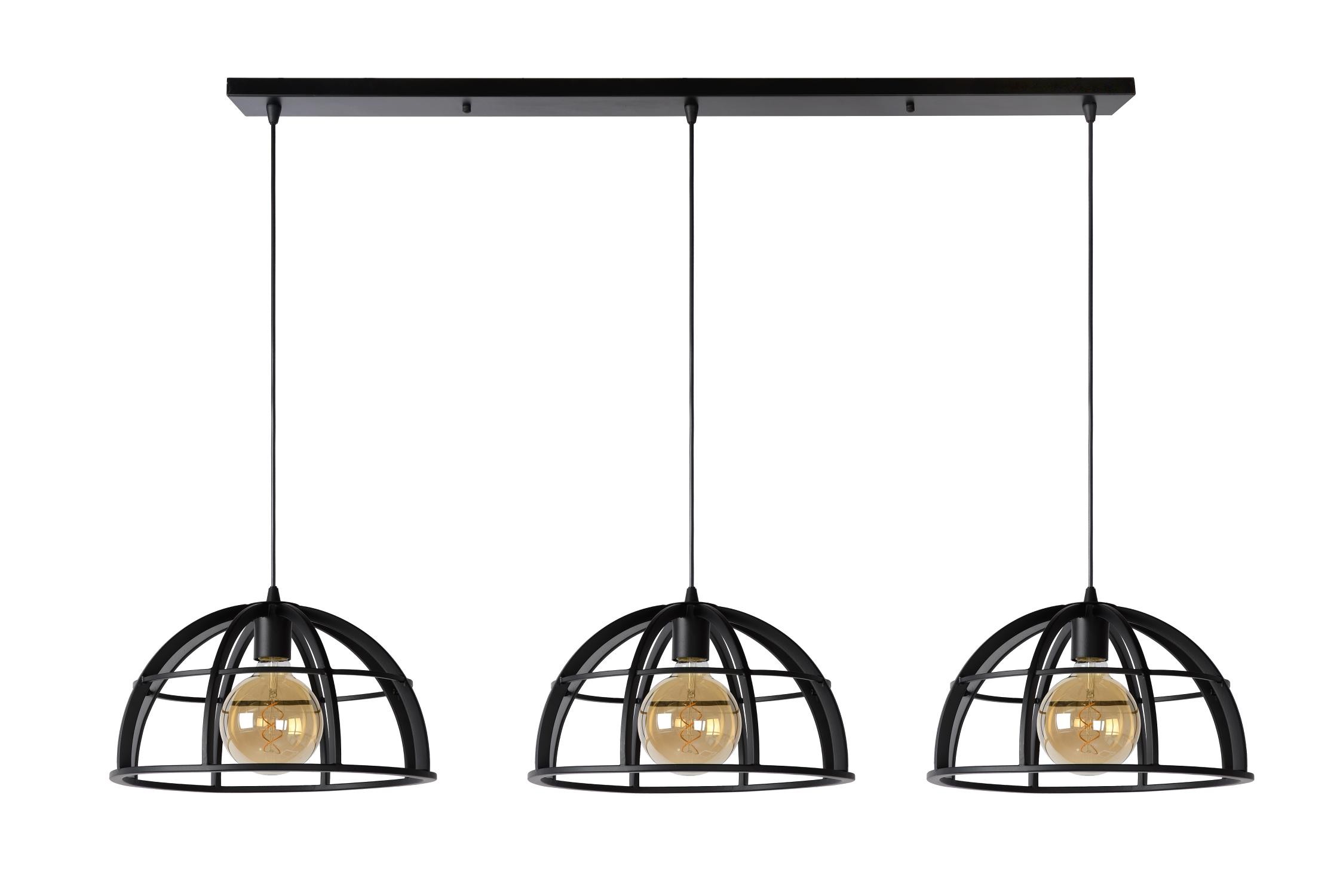 Lucide DIKRA - Hanglamp - Ø 40 cm - 3xE27 - Zwart - Afbeelding 2