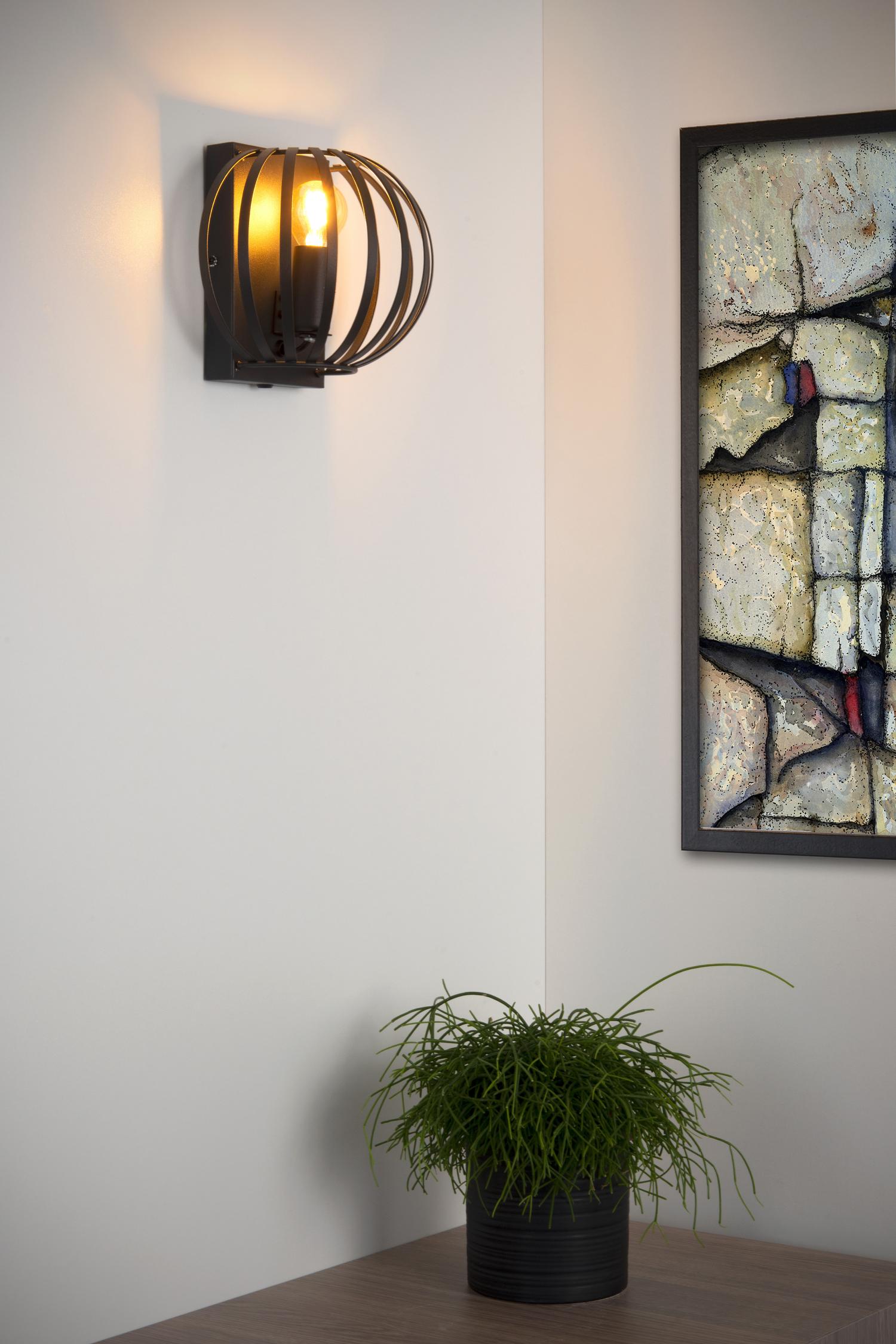 Lucide MANUELA - Wandlamp - 1xE14 - Zwart - Afbeelding 4