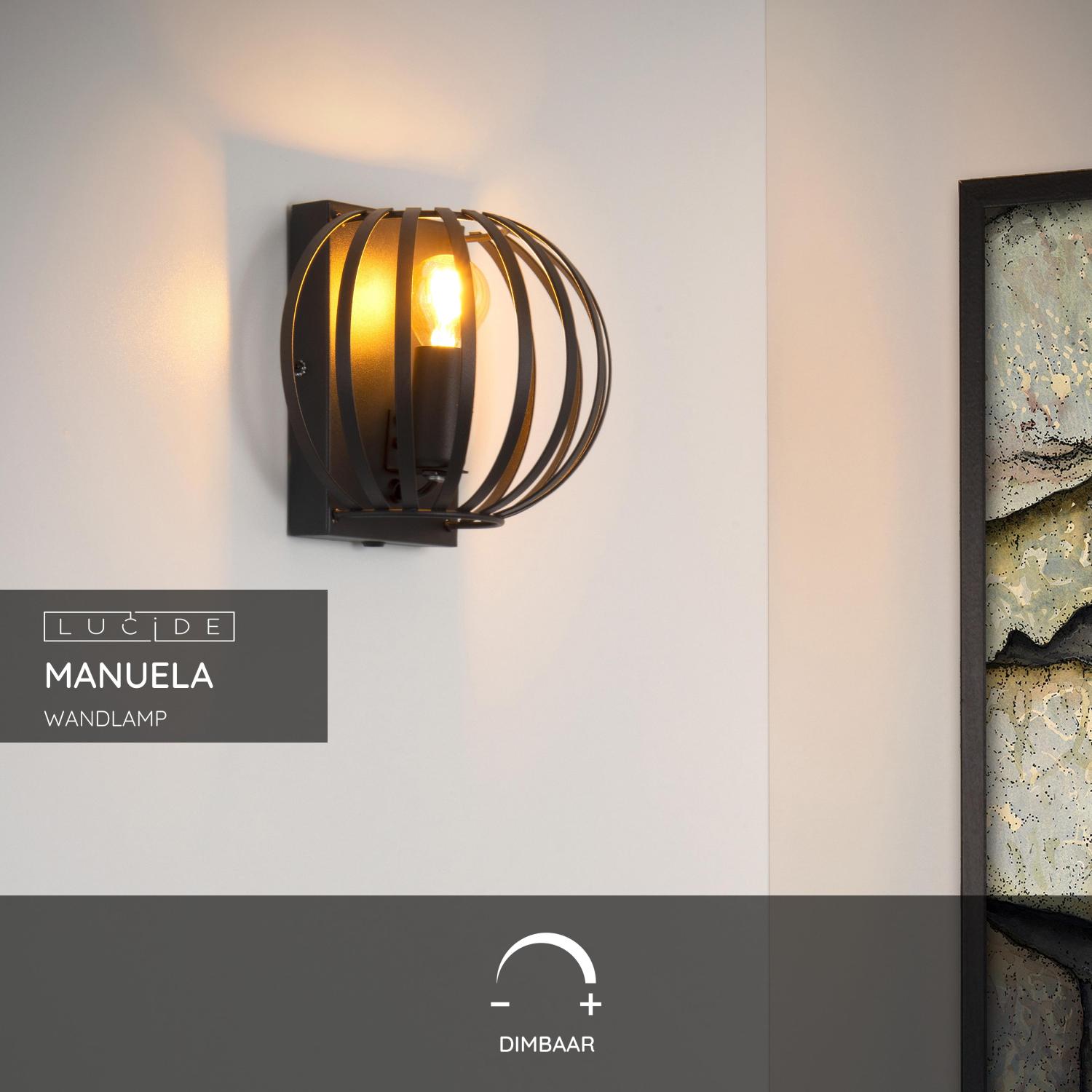 Lucide MANUELA - Wandlamp - 1xE14 - Zwart - Afbeelding 3