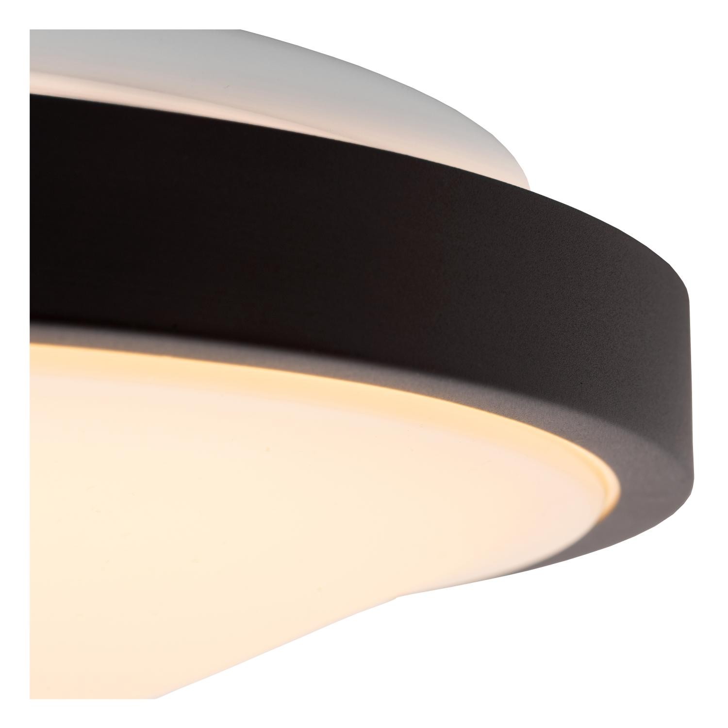 Lucide DASHER - Plafonnière Badkamer - Ø 29,3 cm - LED - 1x12W 2700K - IP44 - Beweging & dag/nacht sensor - Zwart - Afbeelding 6