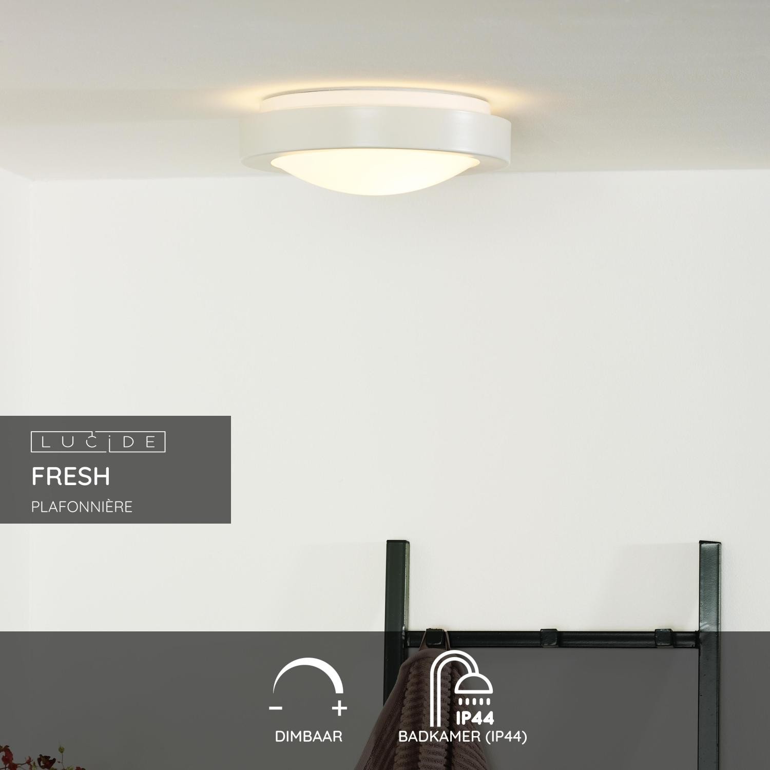 Lucide FRESH - Plafonnière Badkamer - Ø 27 cm - 1xE27 - IP44 - Wit - Afbeelding 2