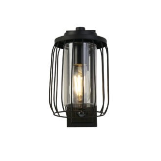 Reed 1-lichts wandlamp met PIR - Zwart metaal en PC kap