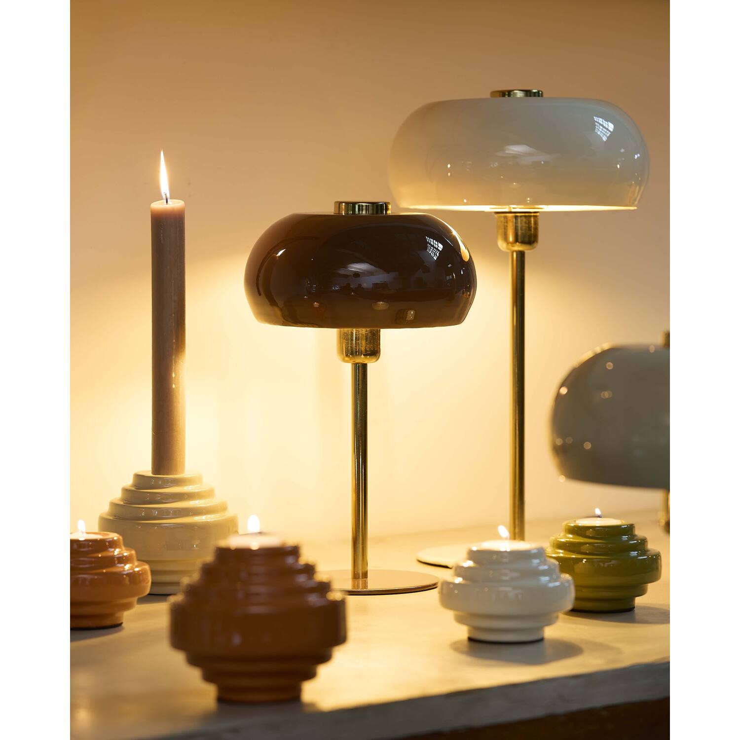 Tafellamp Ø22x34 cm SURIN glans donker bruin+goud - Afbeelding 6