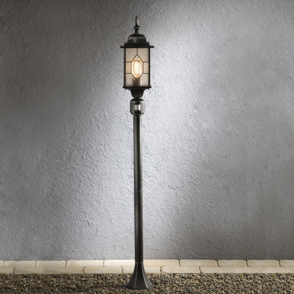 Milano 230V staand armatuur 1-lichts 131cm, met bewegingsmelder, E27 max 75W