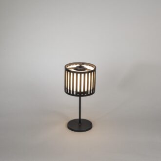 Flessenhals draadloze USB oplaadbare LED loungelamp rond 13x29cm, IP54, docking station, USB laadkabel, touch dimmer en switch, 2200K/2700K, 10 LED (extra)warmwit, Lithium batterij, laadtijd 6u, 9u licht op 100%, 20u op 50%