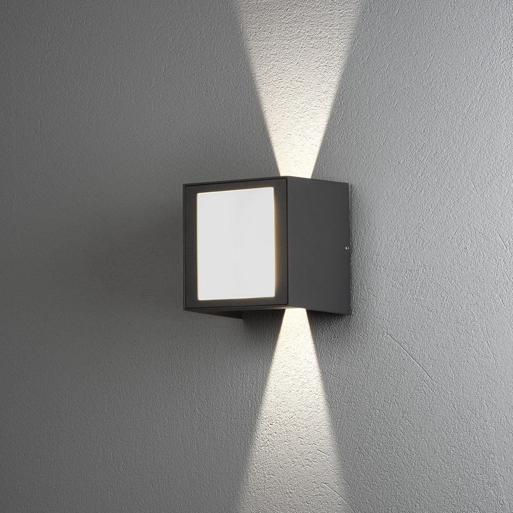 Cremona PowerLED 230V wandarmatuur flush 14.5cm opal twin, 3x 3W warmwit, 0-90° traploos instelbare stralingshoeken