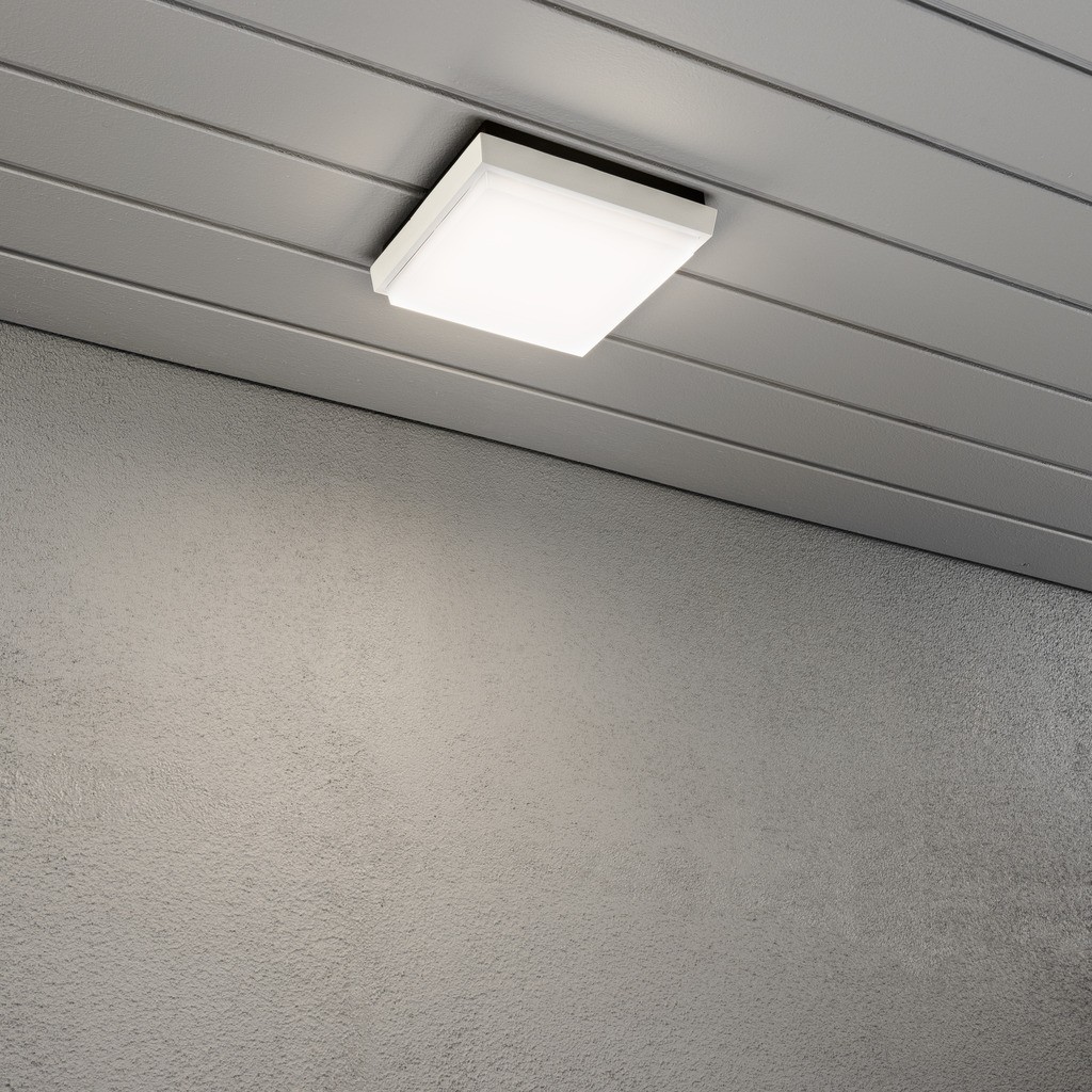 Cesena PowerLED 230V flush wandarmatuur of plafonniere square 17.5cm, vand.bestendig glas, 1x 10W
