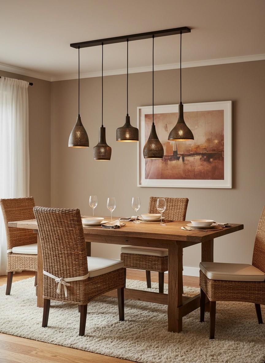 Hanglamp "Fuoco" 5-lichts Balk Gevlamd - Afbeelding 2