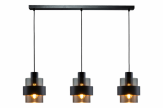 Hanglamp Chiasso 3-Lichts – Zwart / Smoke Glas