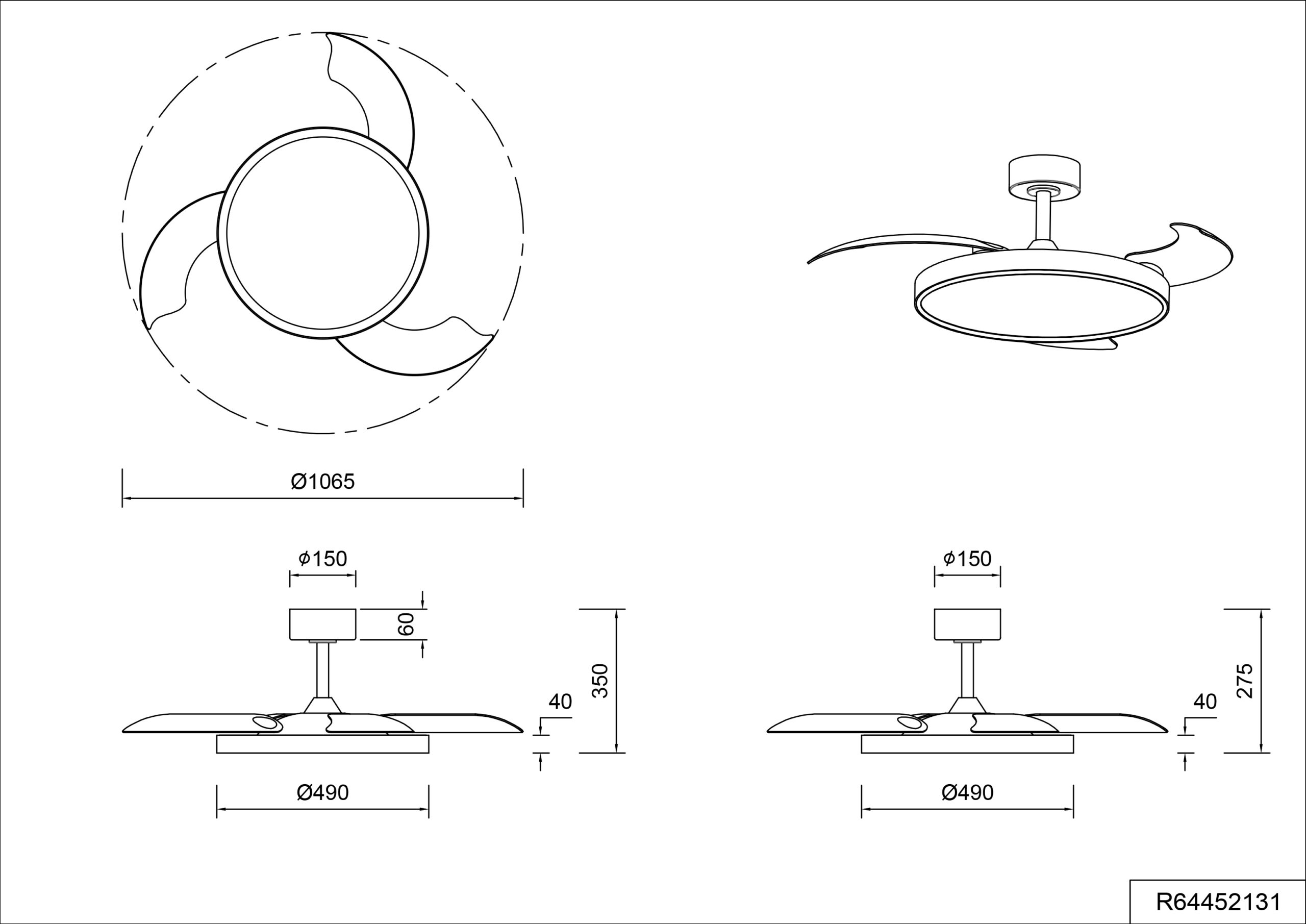 Plafondventilator Trio Kasfjord 106cm wit - Afbeelding 3