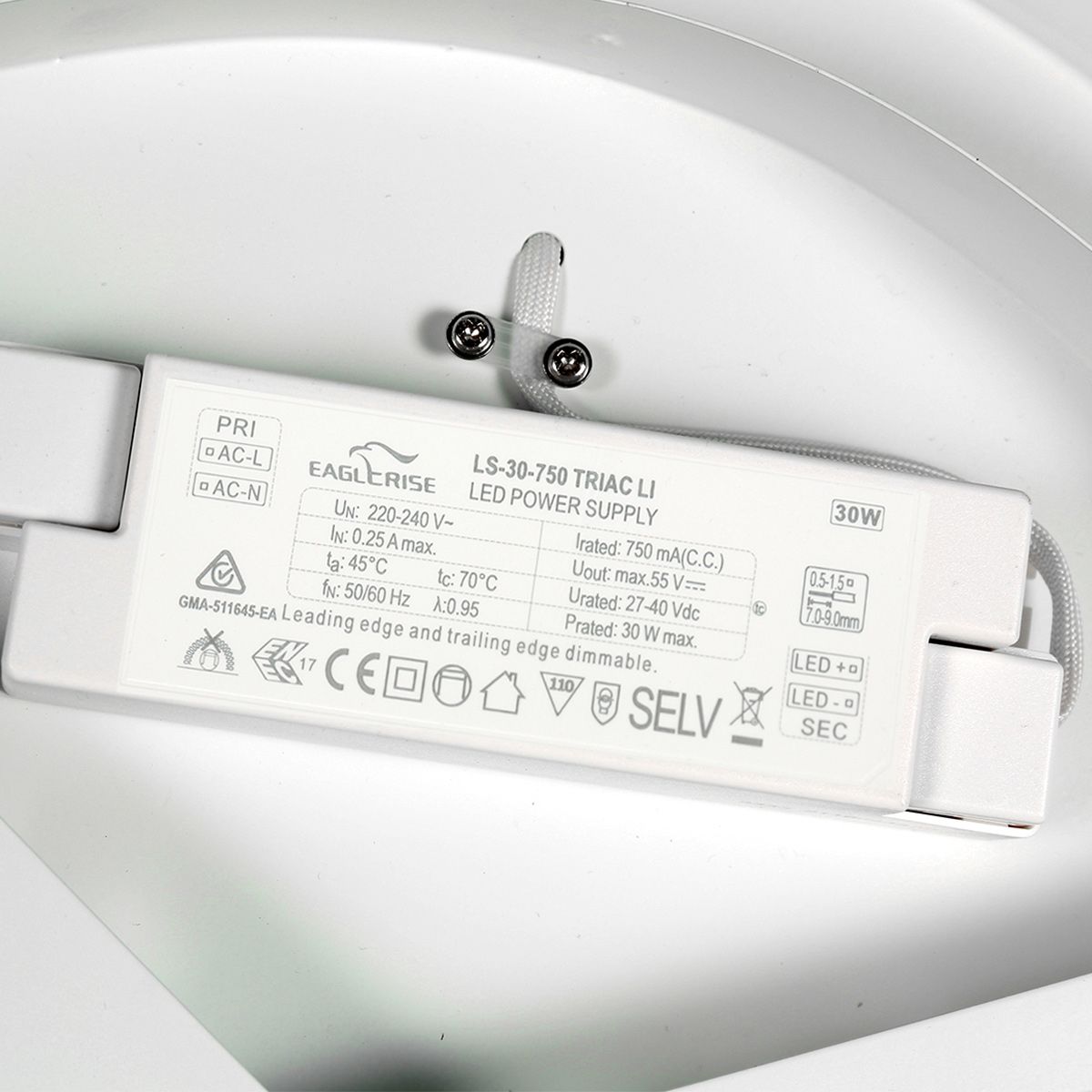 Plafondlamp Flady 3685W Wit – Dimbare LED plafonnière Ø40 cm met uplight - Afbeelding 6