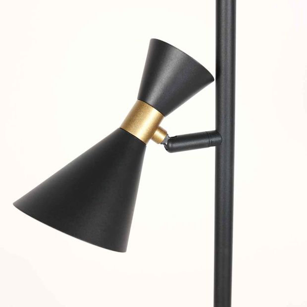 Zwarte 2 lichts vloerlamp Preto 4112ZW met GU10 fittingen - Afbeelding 5