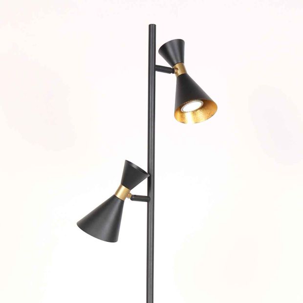 Zwarte 2 lichts vloerlamp Preto 4112ZW met GU10 fittingen - Afbeelding 7