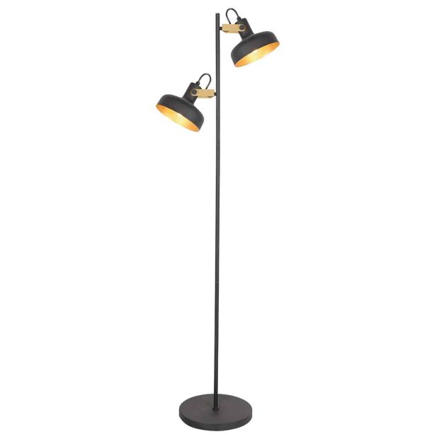 Zwarte 2 lichts vloerlamp Prato 4121ZW met E14 fittingen - Afbeelding 11