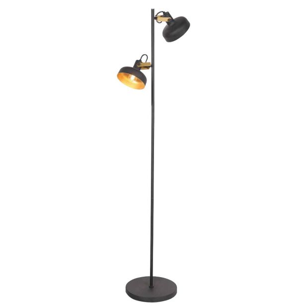 Zwarte 2 lichts vloerlamp Prato 4121ZW met E14 fittingen - Afbeelding 7