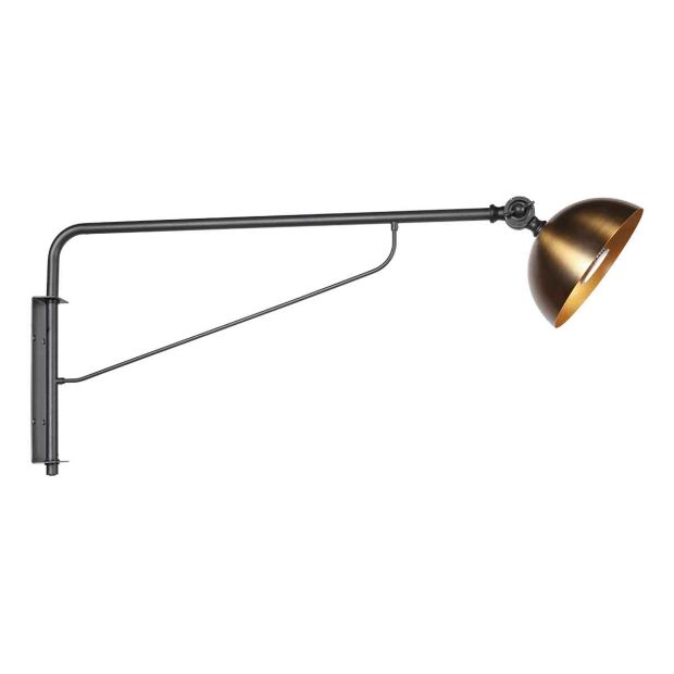 Zwart met bronzen wandlamp Pintino 4126ZW GU10 fitting - Afbeelding 8