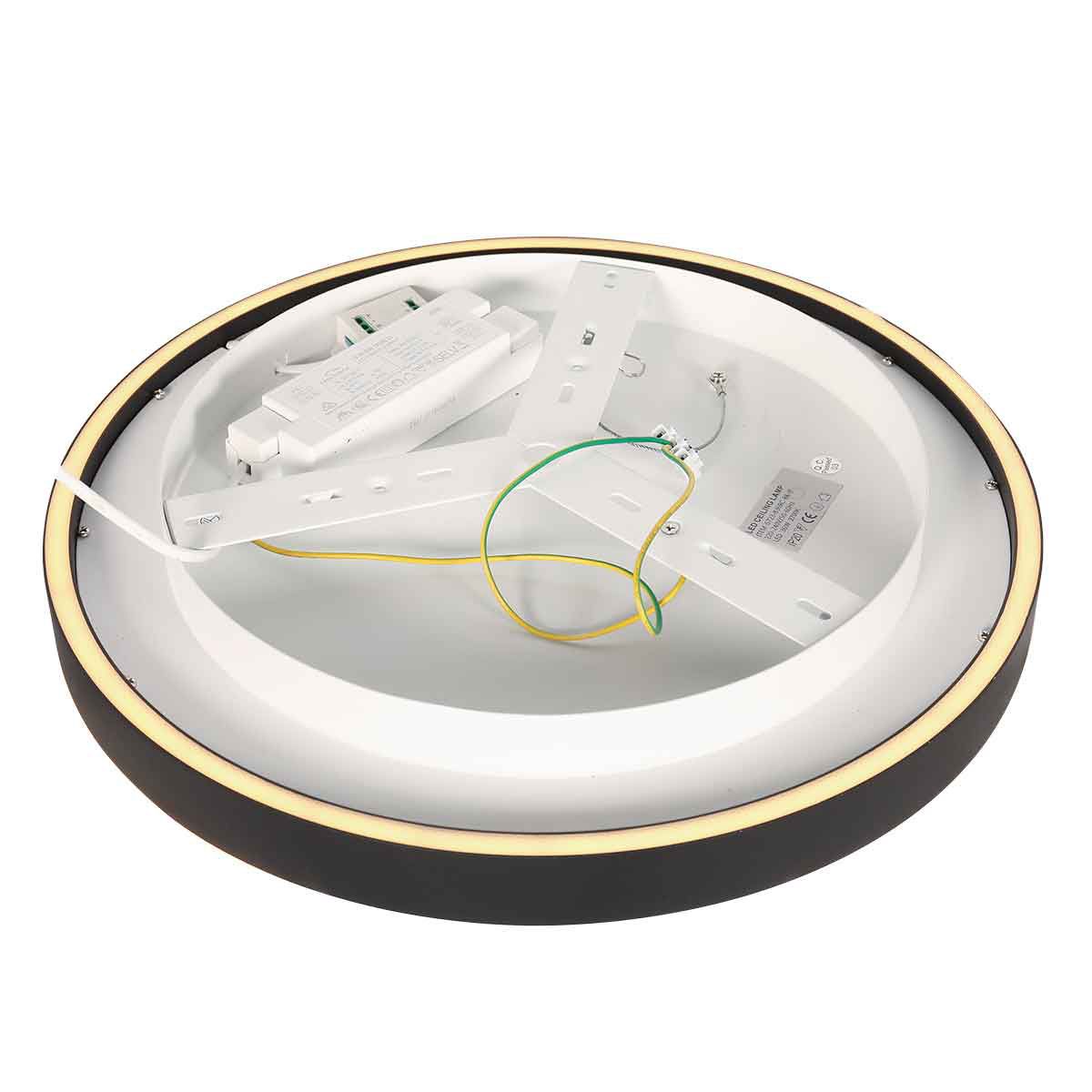 Plafondlamp Ringlux 4135ZW Zwart – Dimbare LED plafonnière Ø40 cm met uplight - Afbeelding 12