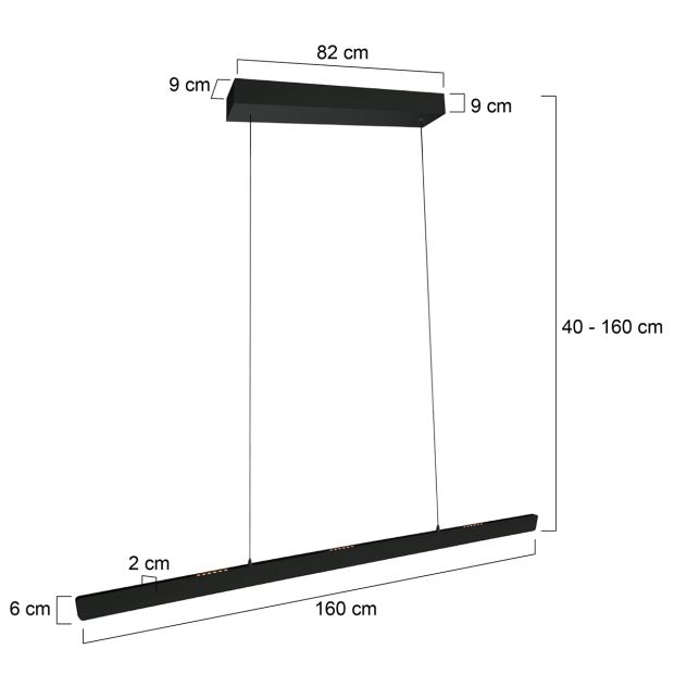 Zwarte hanglamp Fluxy 4190ZW – In hoogte verstelbaar tot 160 cm, breedte 160 cm - Afbeelding 7