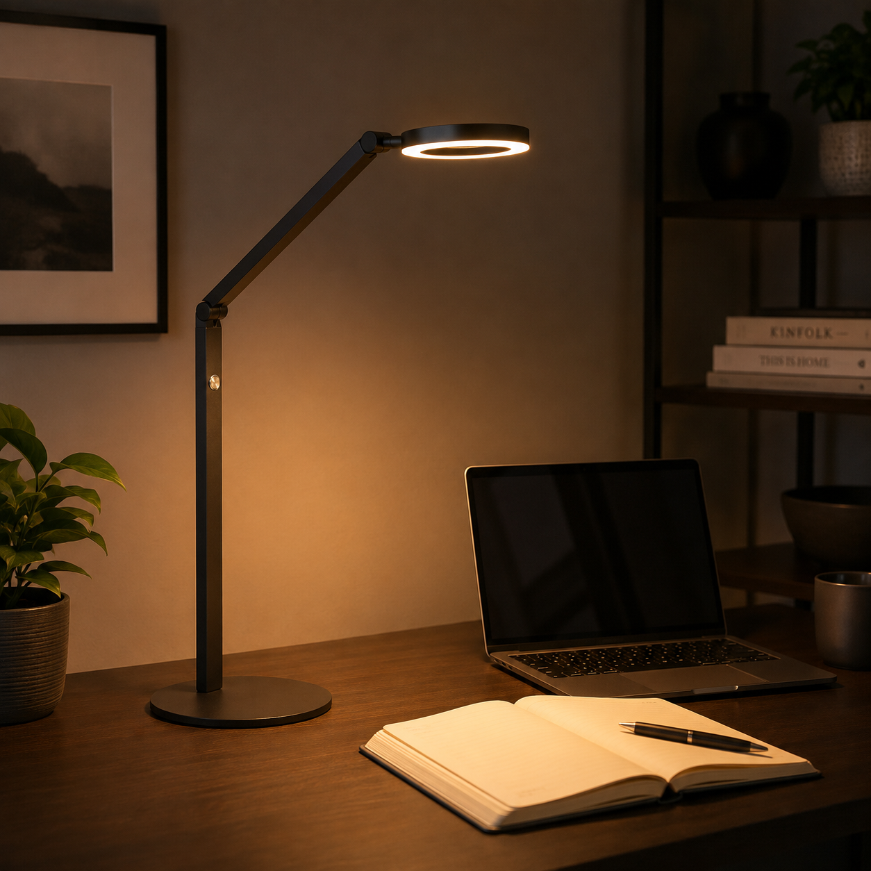 Tafellamp Ringlux 4139ZW Zwart – Dimbare LED tafellamp verstelbaar van 40 tot 75 cm - Afbeelding 2