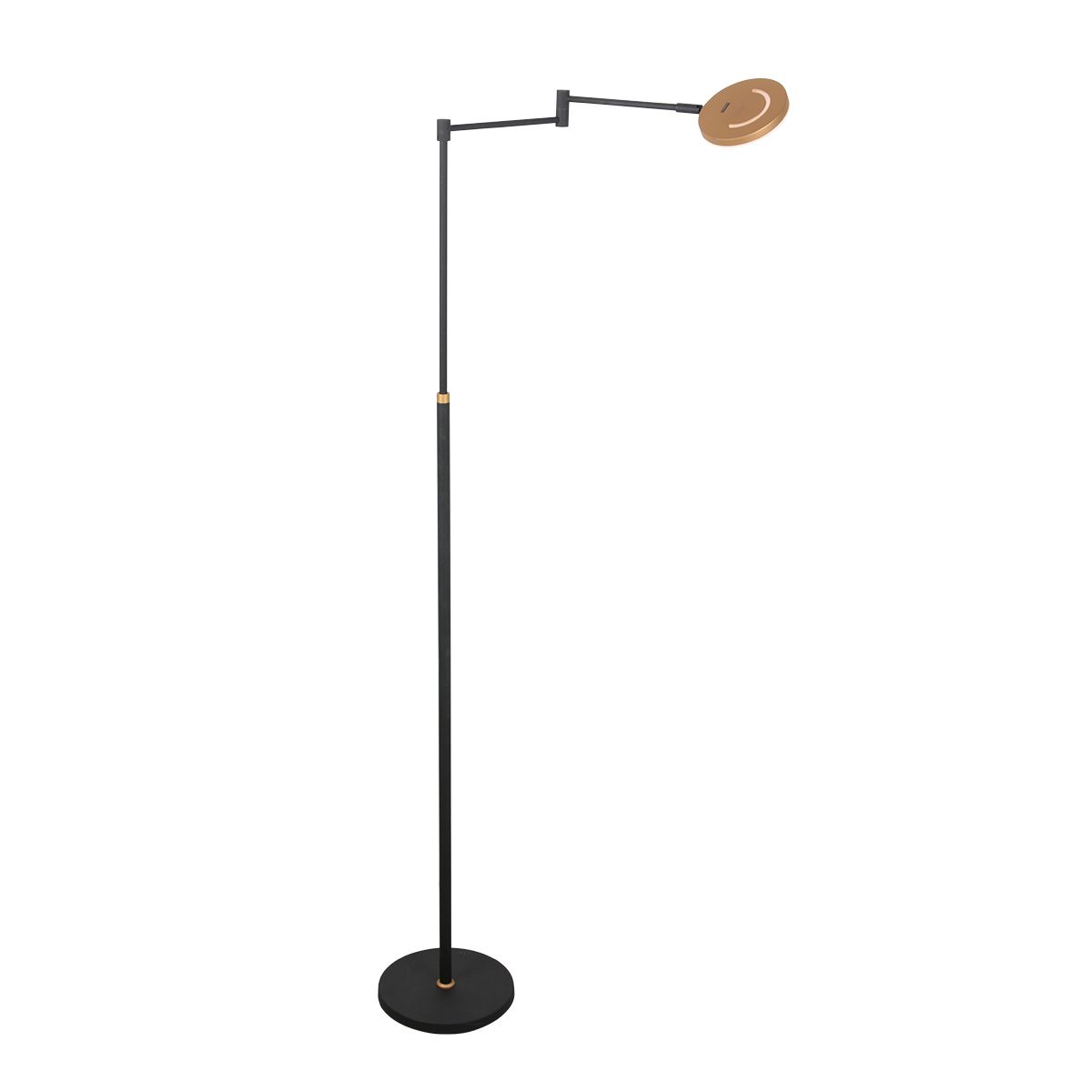 Zwarte vloerlamp Soleil 3515GO met goudkleurige details – Oplaadbare accu en zwenkarm - Afbeelding 9