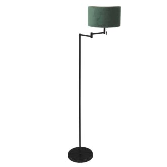 Vloerlamp Bella 3890ZW met groene fluweelachtige lampenkap Greenwave