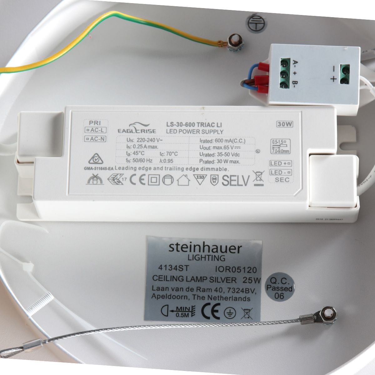 Plafondlamp Ringlux 4134ST Staal – Dimbare LED plafonnière Ø30 cm met uplight - Afbeelding 8