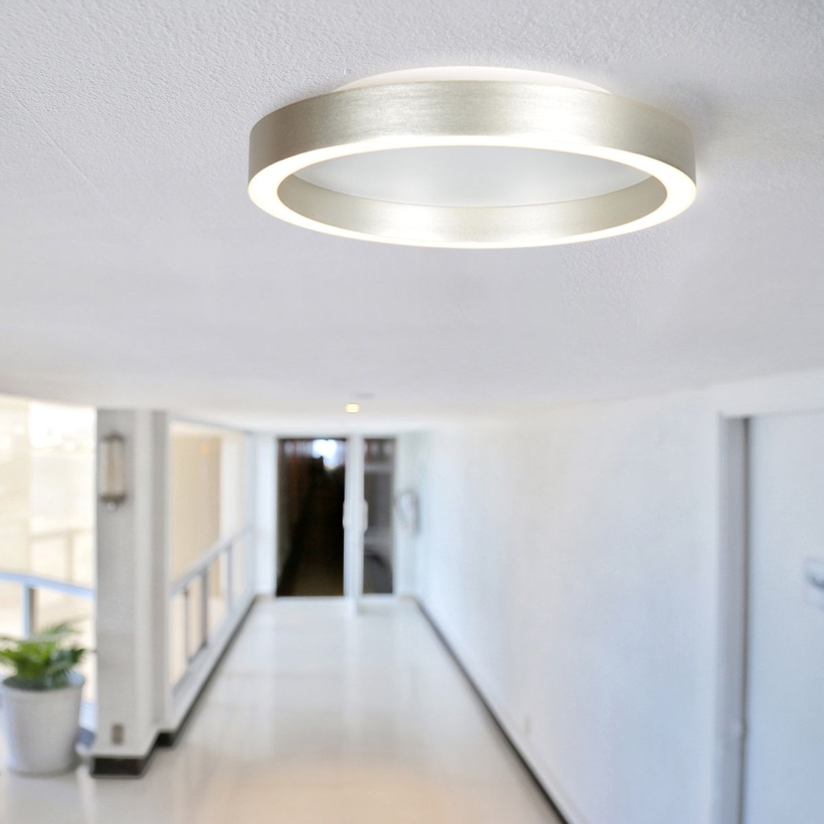 Plafondlamp Ringlux 4134ST Staal – Dimbare LED plafonnière Ø30 cm met uplight - Afbeelding 2