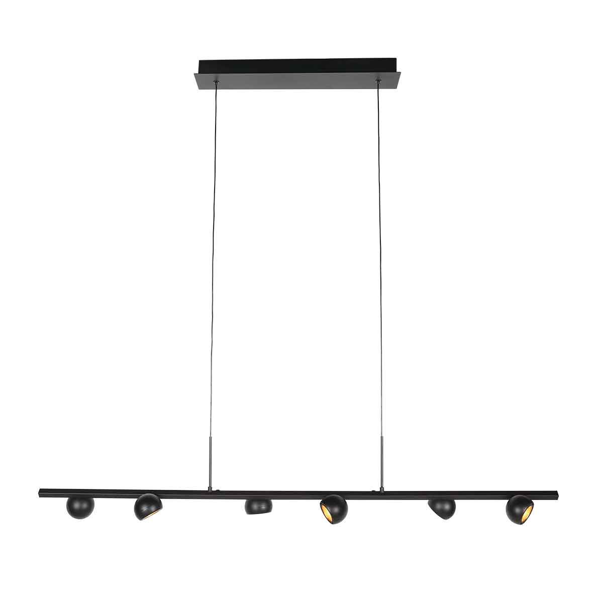 Zwarte hanglamp Marcadore 120cm breed 6 lichts - Afbeelding 7