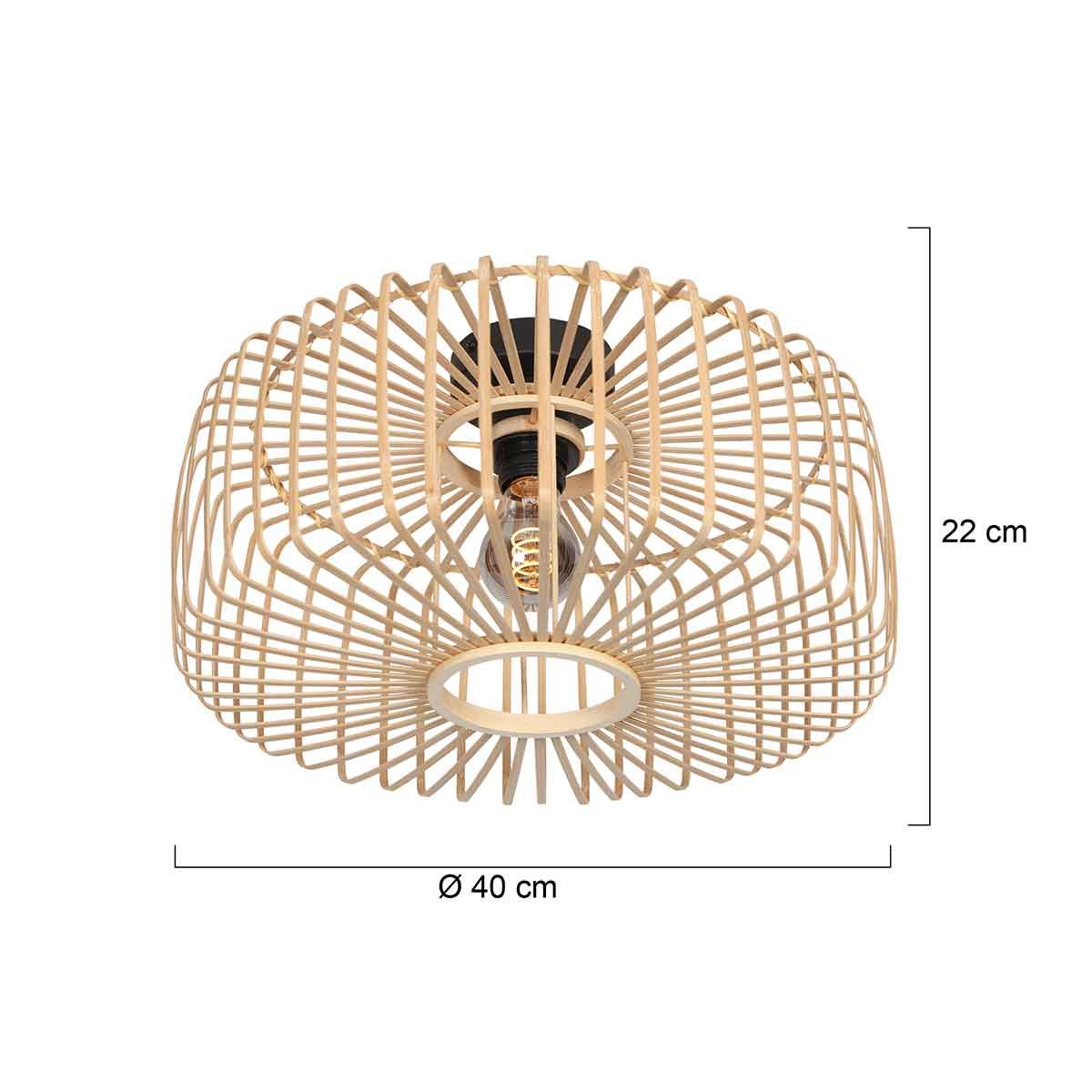 Naturelkleurige plafondlamp Bloeba 4146ZW met bamboe kap Ø40cm - Afbeelding 7