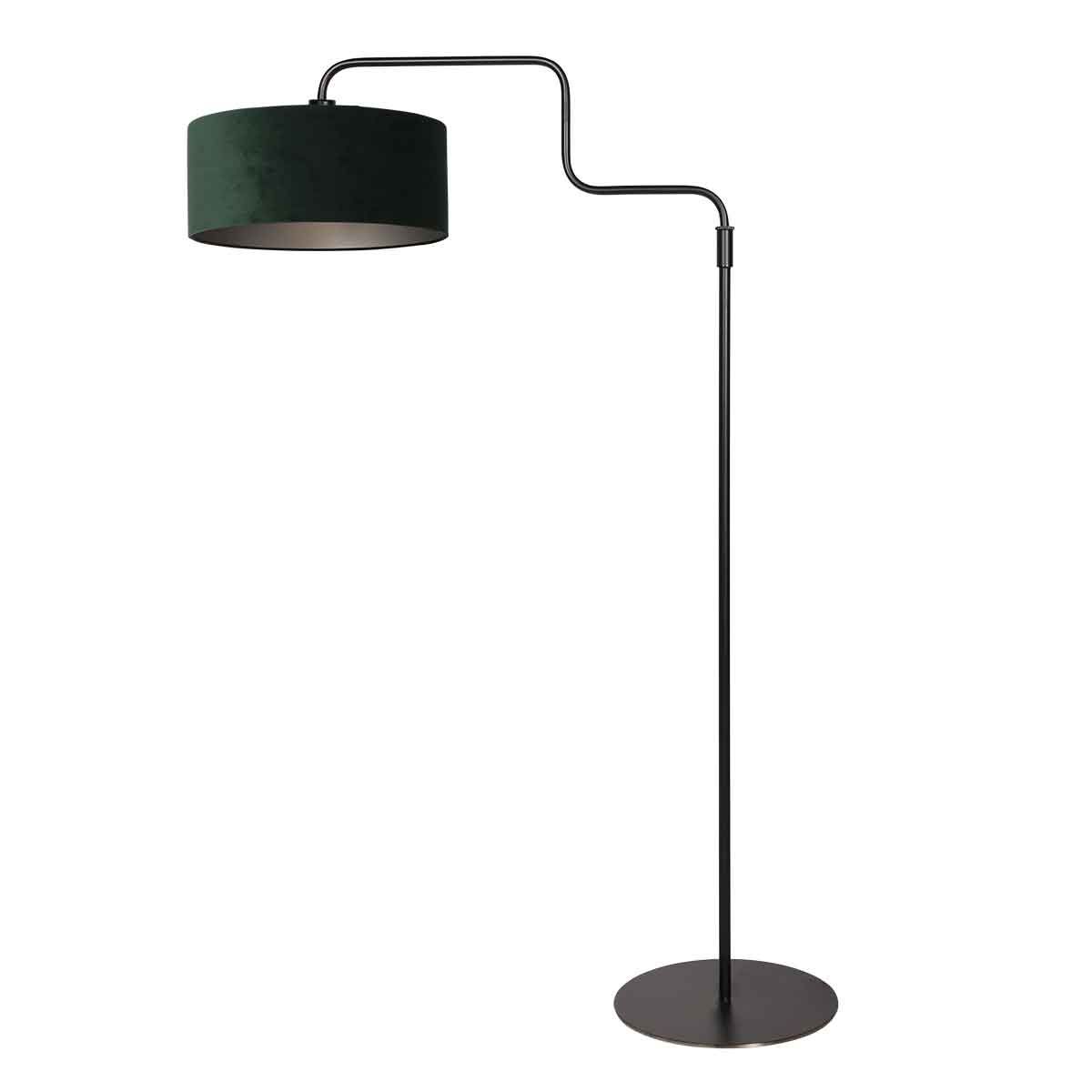 Zwarte vloerlamp Bloeba 4165ZW met groen velours kap - Afbeelding 2