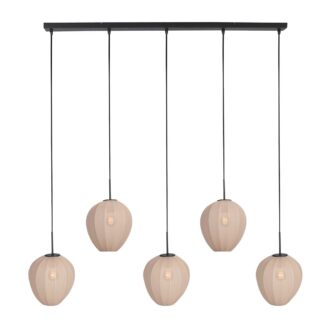 HaloSwap 4288ZW – Zwarte langwerpige hanglamp met warme crèmekleurige kappen