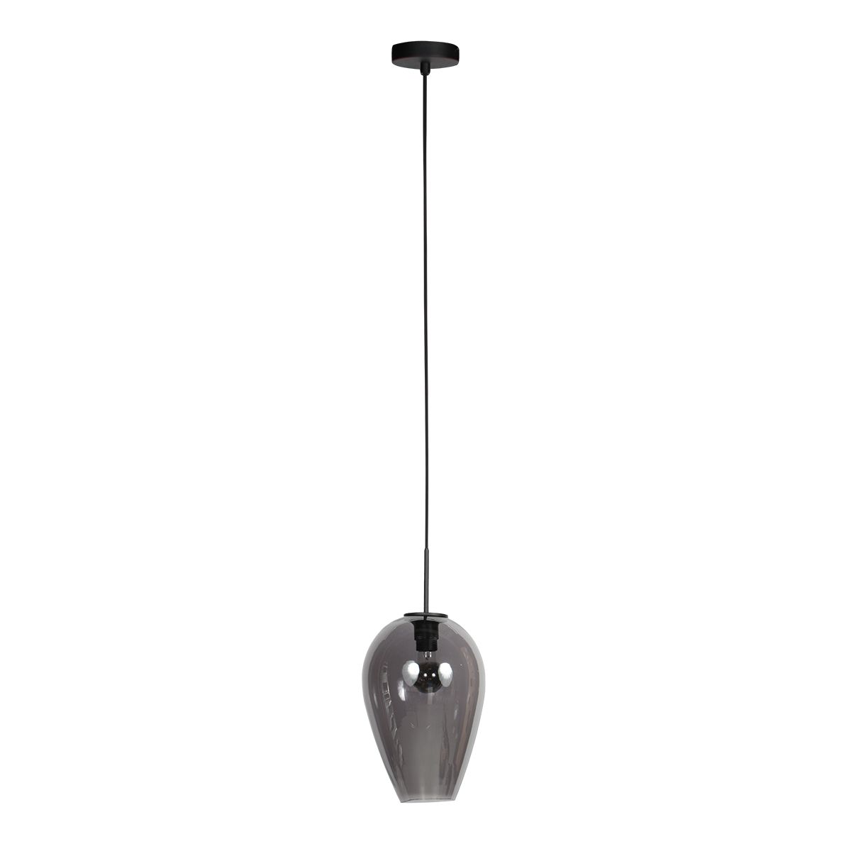 HaloSwap 4289ZW – Zwarte hanglamp met druppelvormig smoke glas van Ø22,5 cm - Afbeelding 2