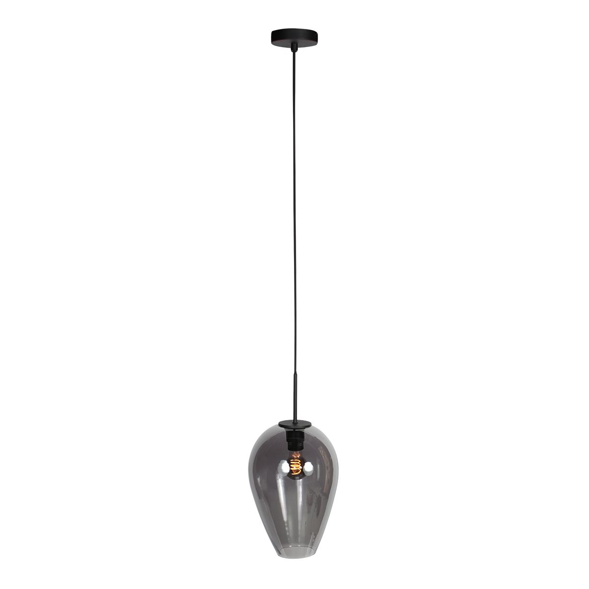HaloSwap 4289ZW – Zwarte hanglamp met druppelvormig smoke glas van Ø22,5 cm - Afbeelding 7