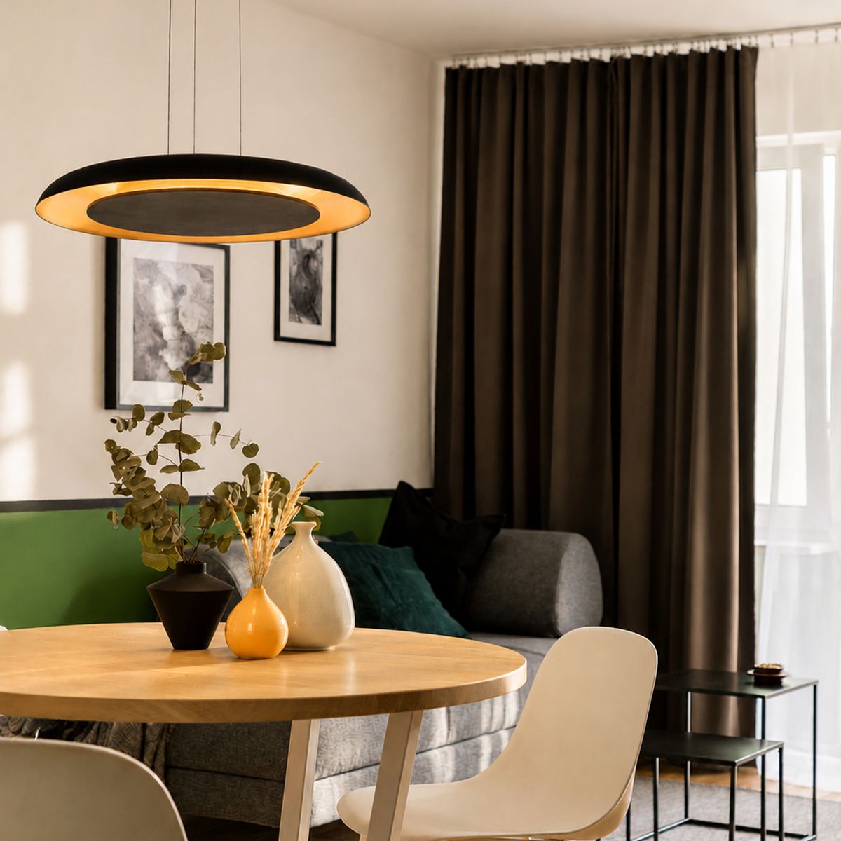 Hanglamp Golden Veil 4332ZW Zwart/Goud – LED hanglamp met up- en downlight - Afbeelding 2