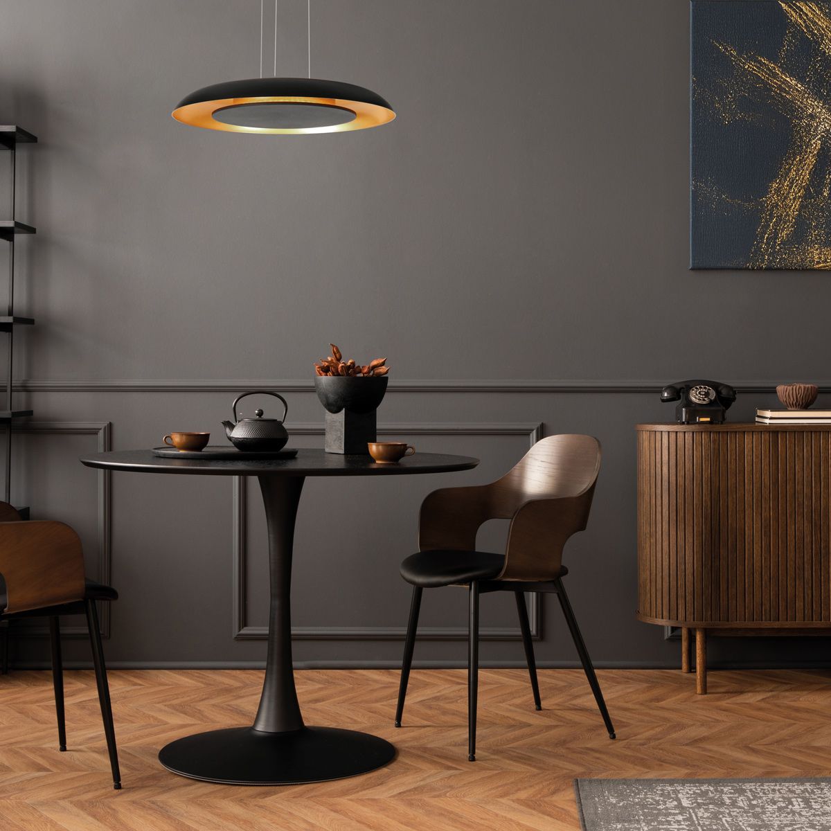 Hanglamp Golden Veil 4332ZW Zwart/Goud – LED hanglamp met up- en downlight - Afbeelding 12