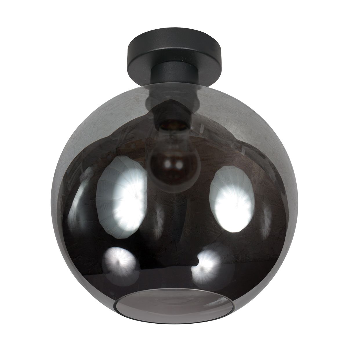 Plafondlamp Bloeba 4376ZW met rookglas kap Ø30 cm - Afbeelding 2