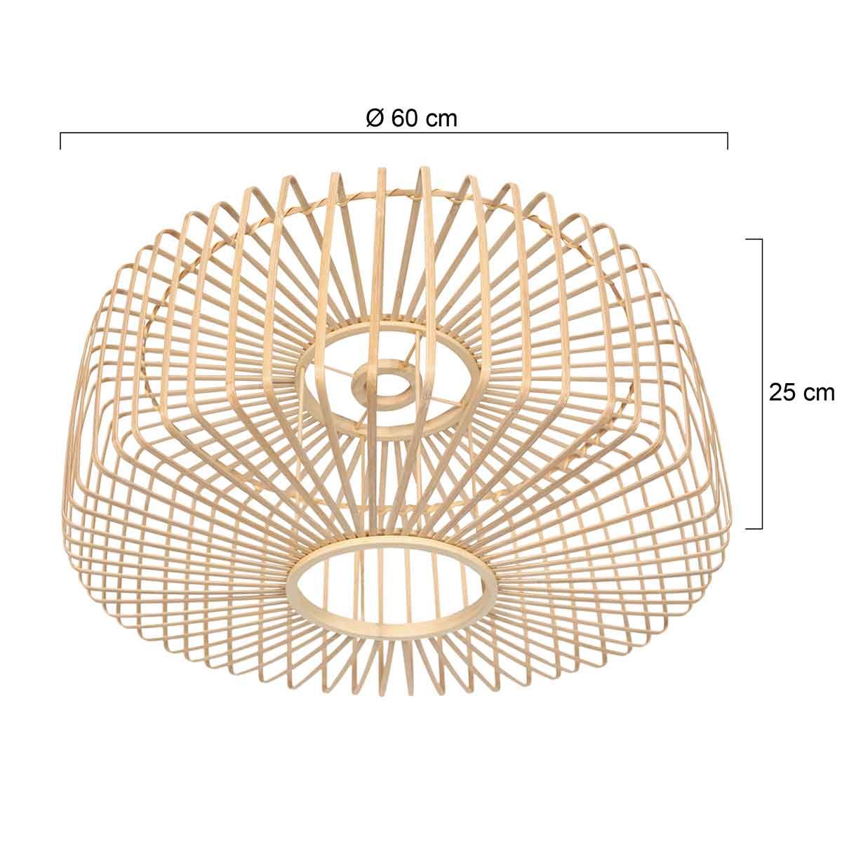 Naturel bamboe/houten lampenkap K2002BS ⌀60cm met E27 support. - Afbeelding 6