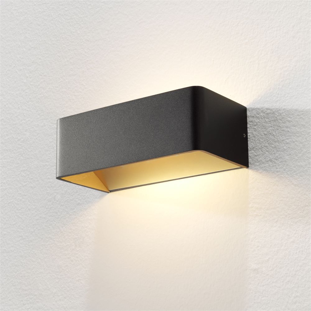 Wandlamp MAINZ - Zwart/mat goud