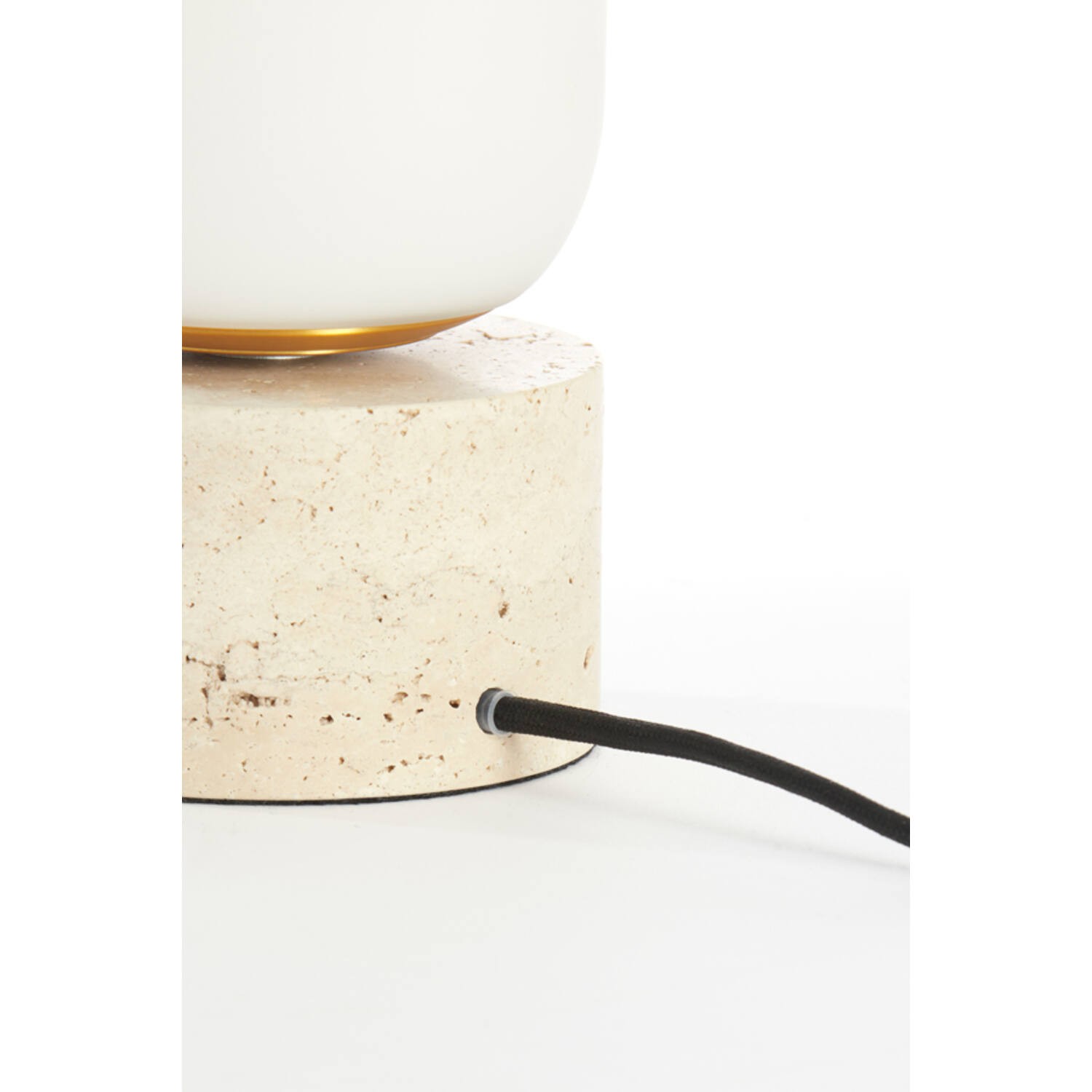 Tafellamp Ø12x47,5 cm RYLANO glas melk+zand+antiek brons - Afbeelding 3